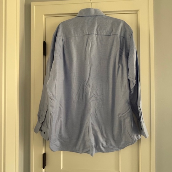 David Donahue Textured Check Dress Shirt Blue 17.5" 34/35 Sleeve Regula Fit - Picture 5 of 8